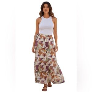 Rachel Zoe Colorful Floral Midi Faux Wrap Skirt – Size Large NWT